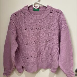 Lilac Cable Knit Pullover Sweater